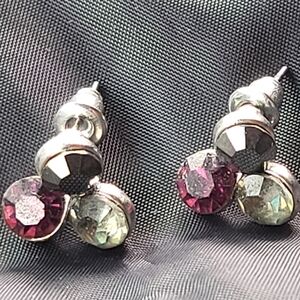 Black, Red, & Clear Cluster Earrings